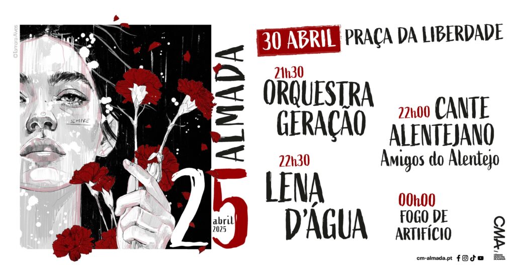 Cartaz dos concertos e noite de festa sobre o 1.º de Maio